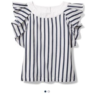 Janie and Jack navy striped flutter ruffle top 2t